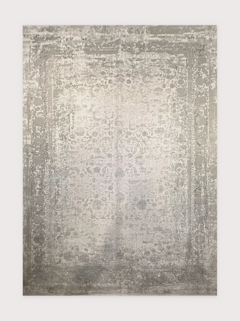 Pewter bamboo silk rug